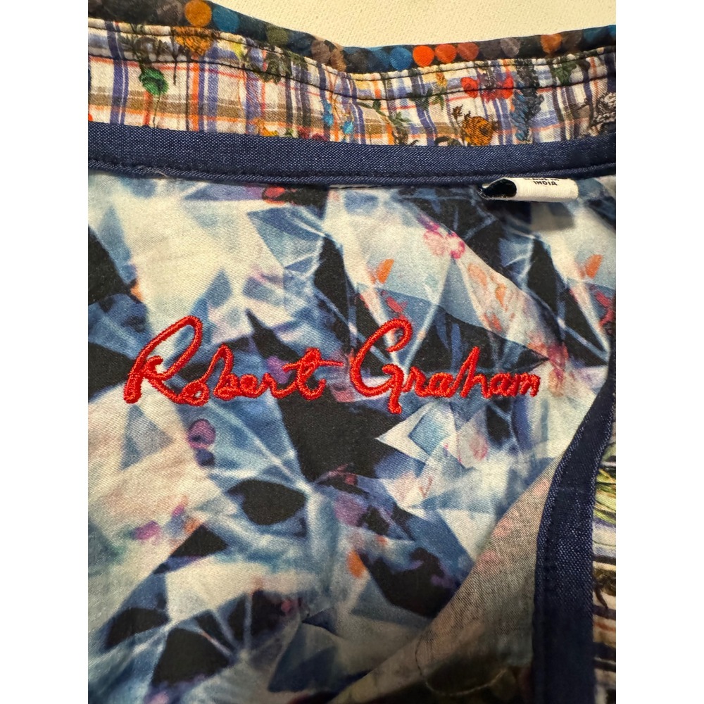 Robert Graham Shirt 1XL Flip Cuff Multicolor Abstract Dot Cotton Button Front - Picture 8 of 12